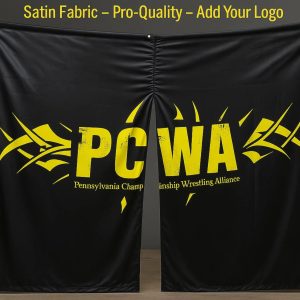 Wrestling Entrance Curtain – Custom Satin Backdrop with Full‑Color Logo – Event Prop