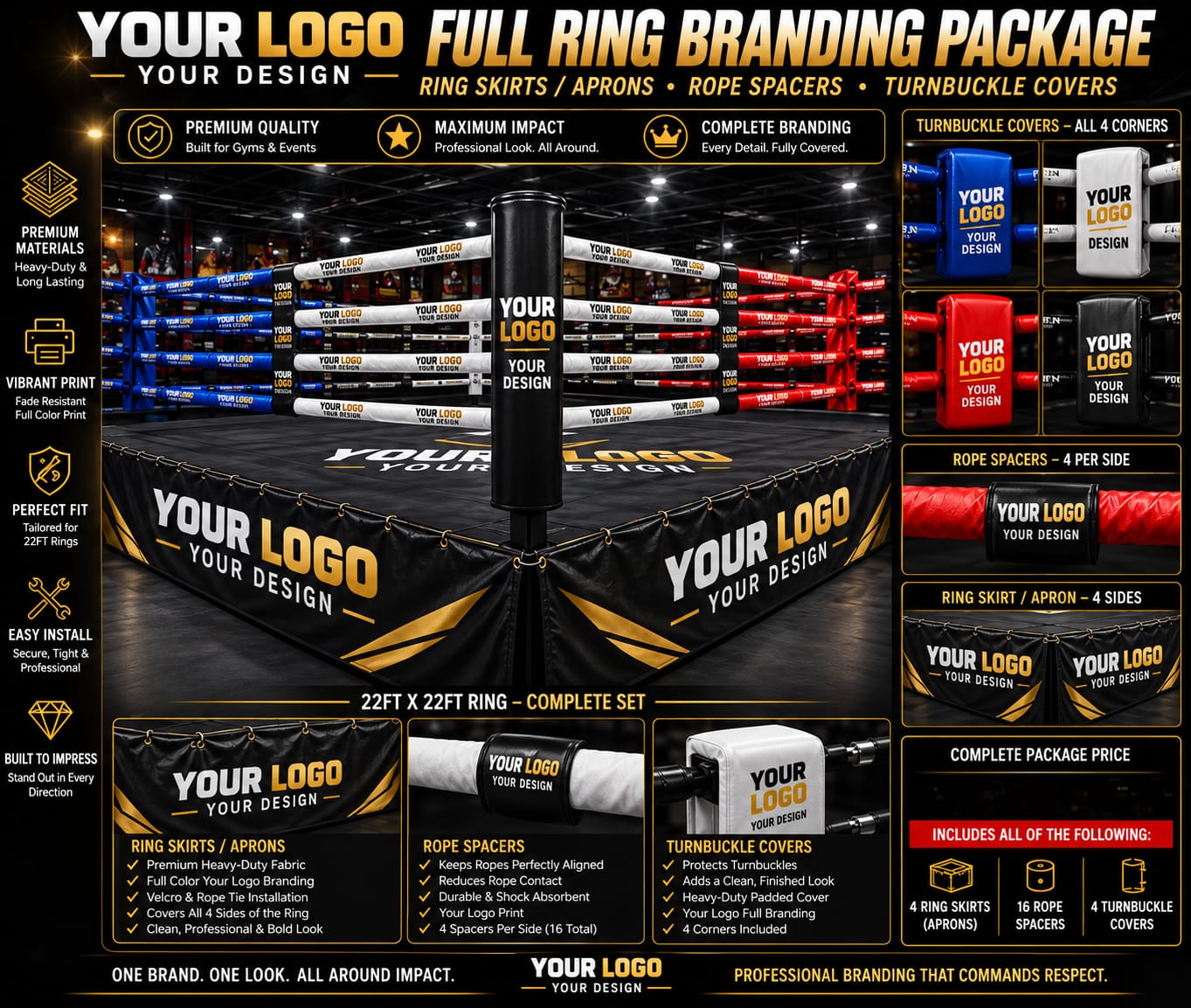 Custom Professional Ring Canvas Mat Cover - Image 5