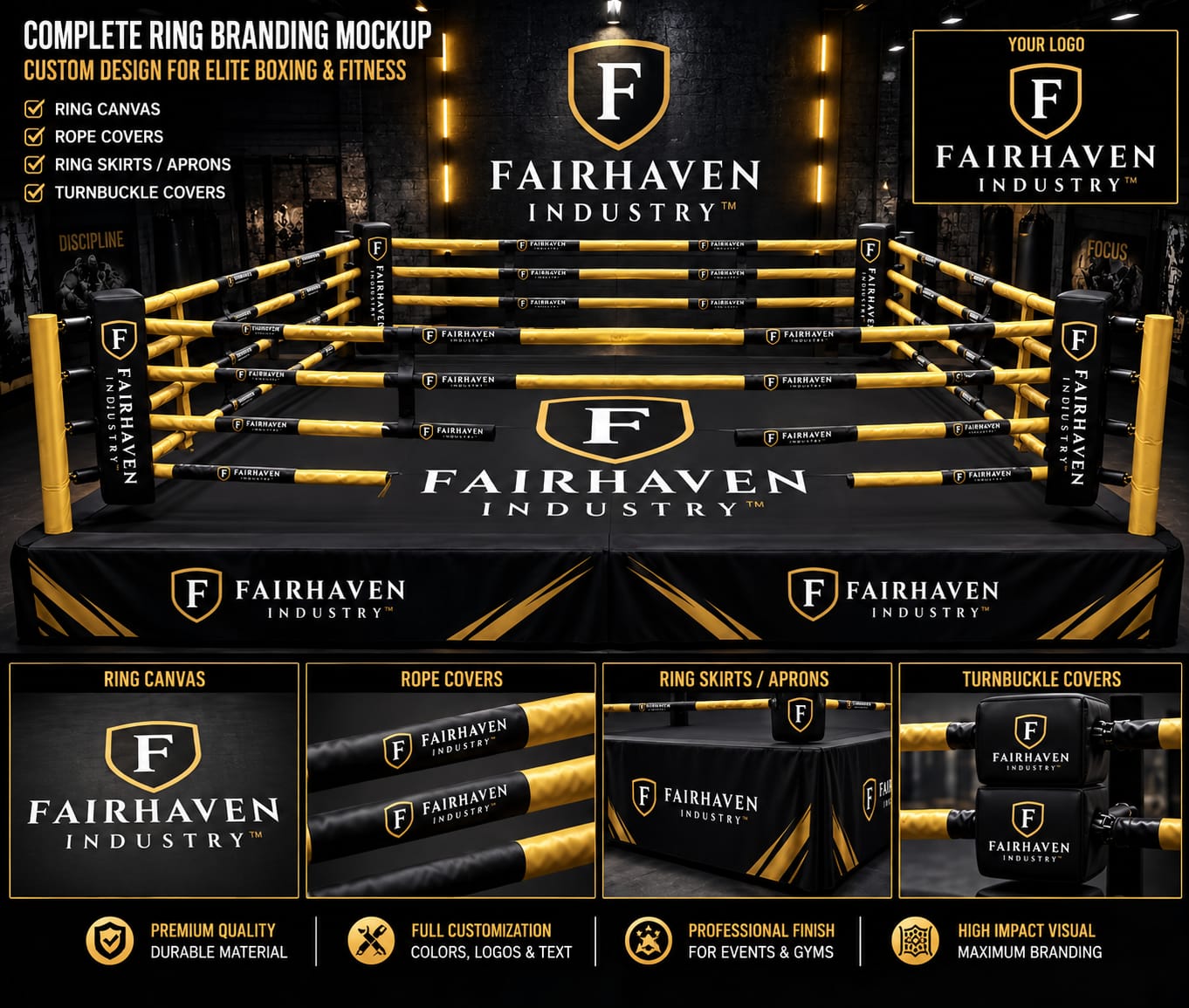 Custom Professional Ring Canvas Mat Cover - Image 13